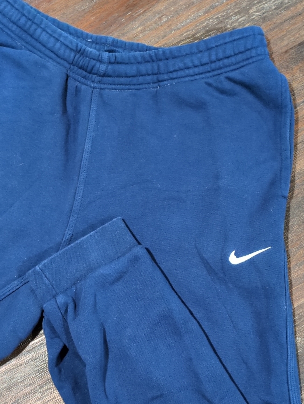 Nike Men's Dark Blue Jogger Sweatpants with White Swoosh Large